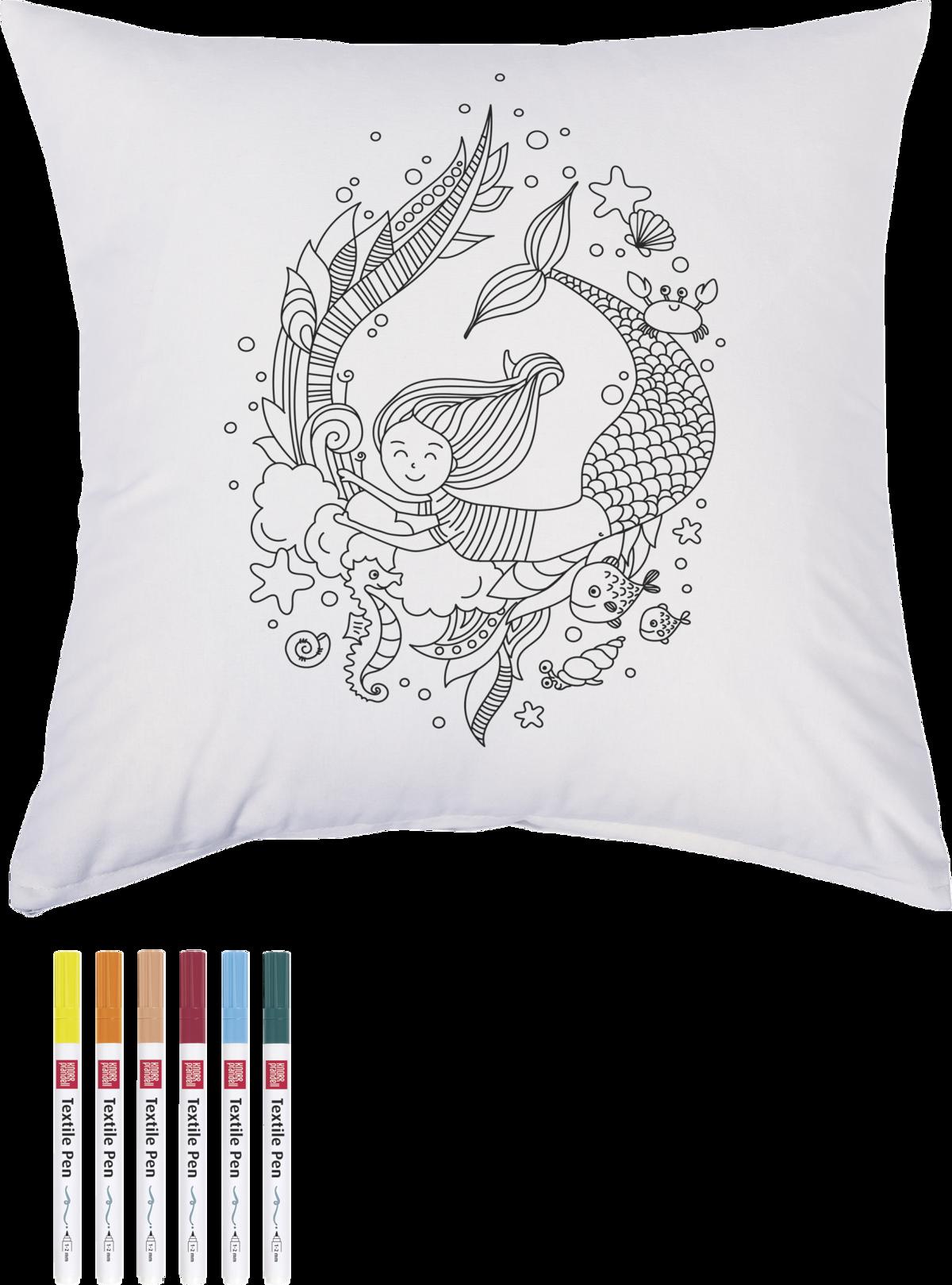 Set créatif - Dessin sur tissu - Coussin Sirène